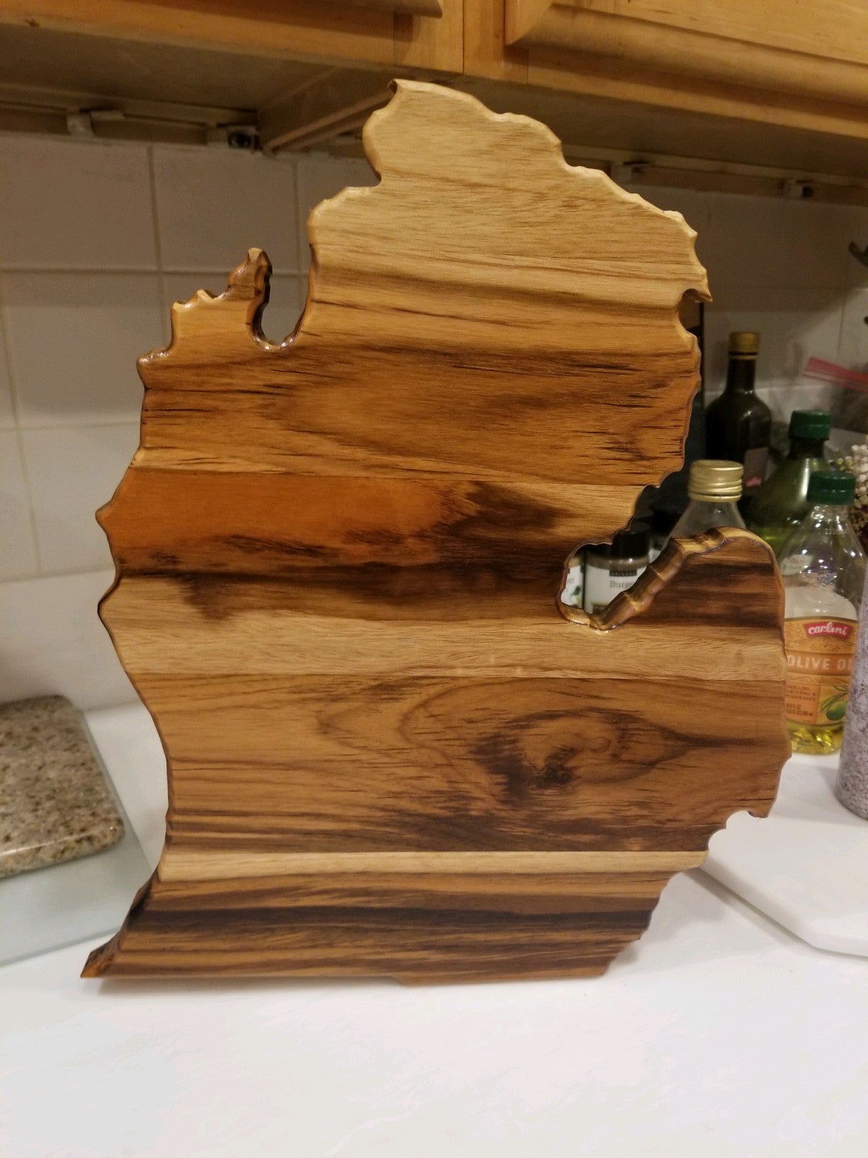 Michigan Shaped Teak Cutting Board - Handmade & Customizable Wall Art