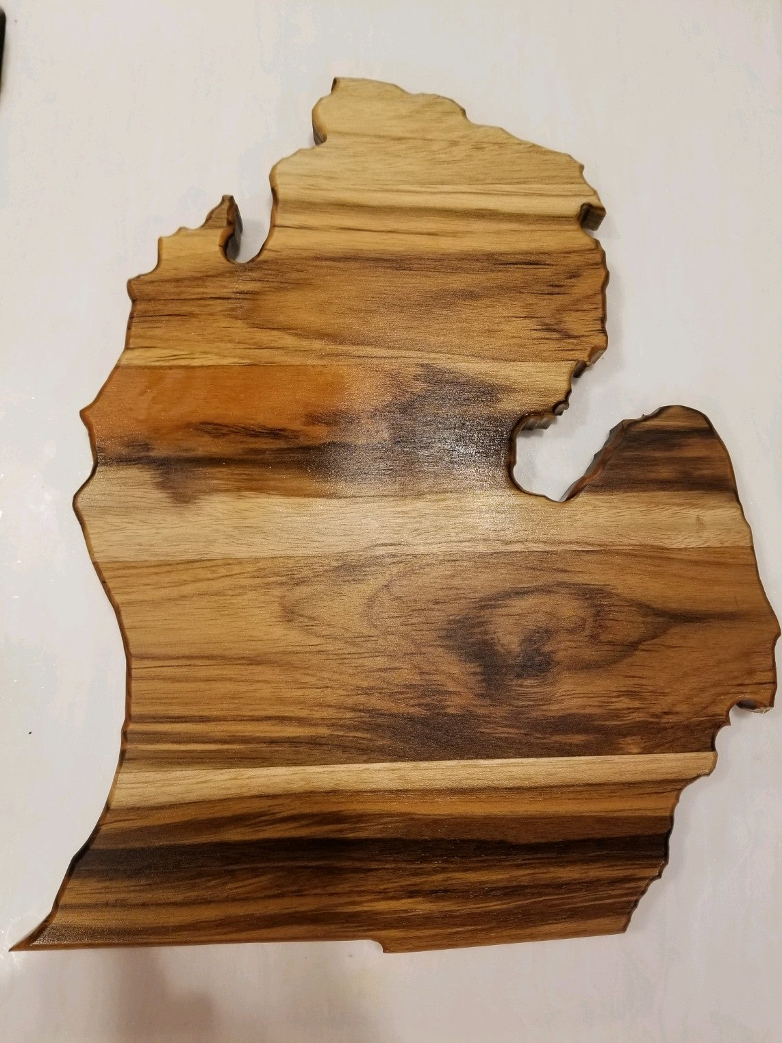 Michigan Shaped Teak Cutting Board - Handmade & Customizable Wall Art