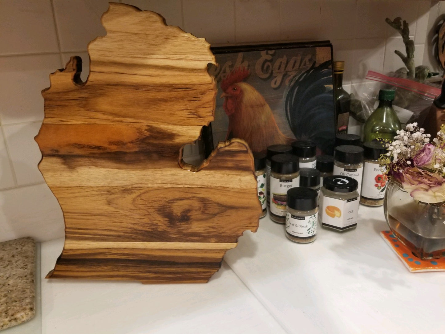 Michigan Shaped Teak Cutting Board - Handmade & Customizable Wall Art